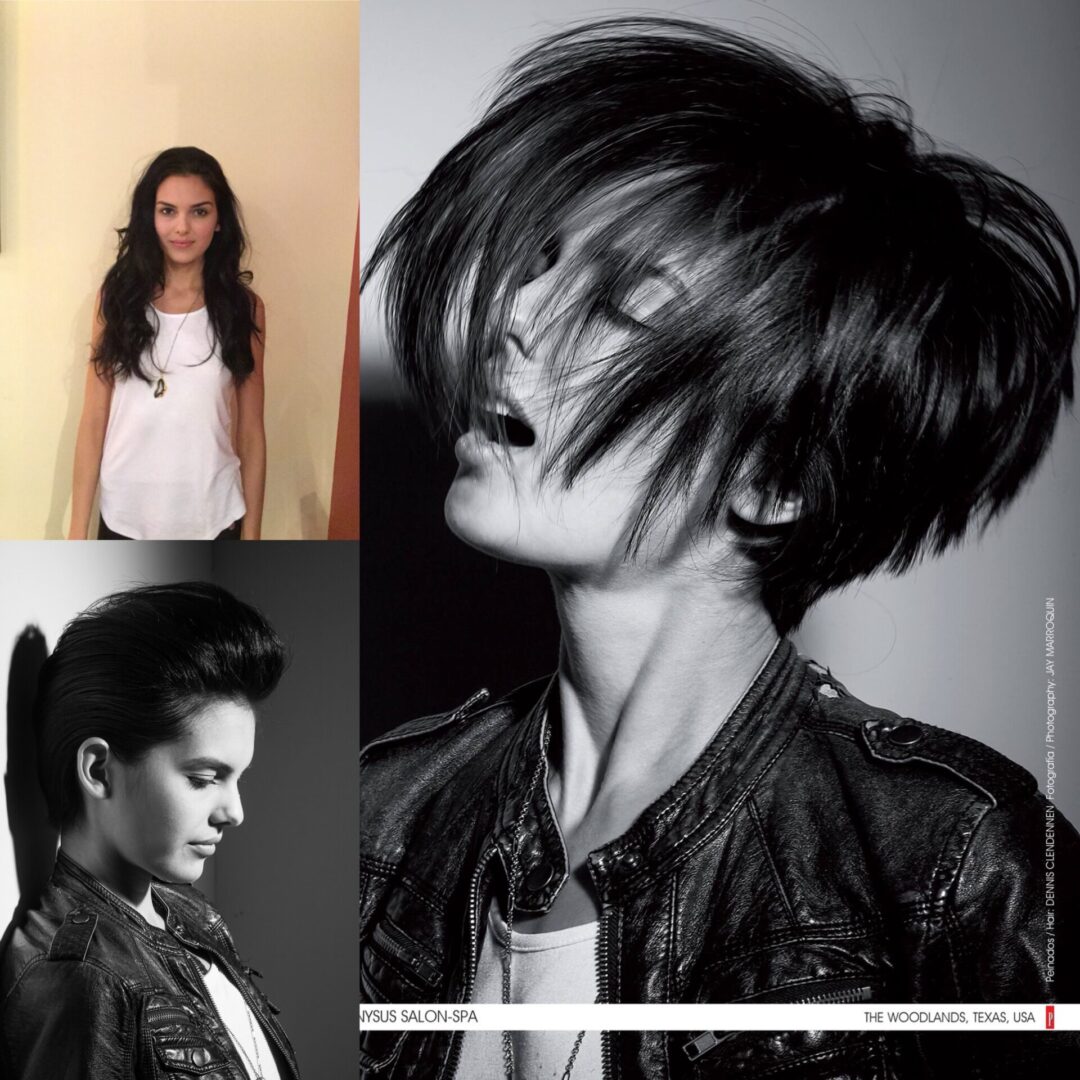 Hairstyling by VCI Artists on a model for a Houston magazine photoshoot